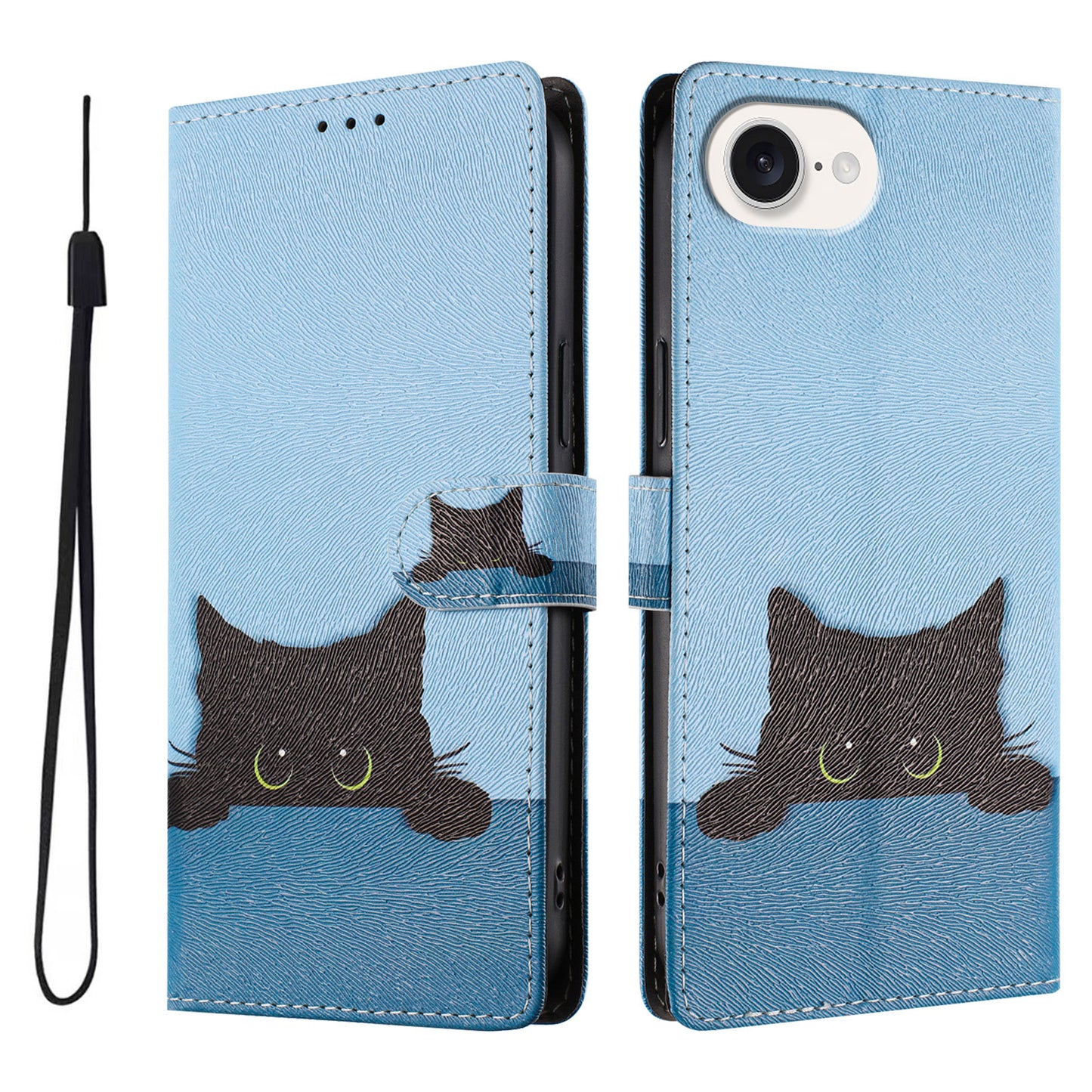 For iPhone 17e / 16e Case Pattern Print PU Leather Wallet Phone Cover with Wrist Strap