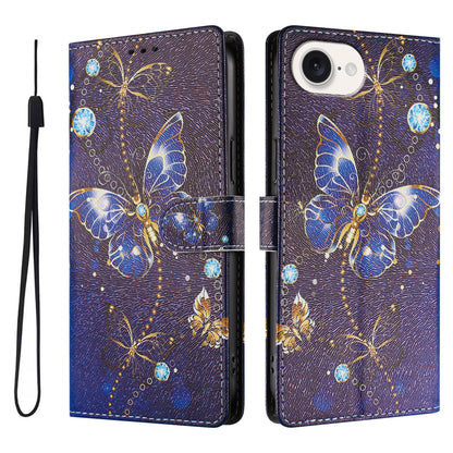 For iPhone 17e / 16e Case Pattern Print PU Leather Wallet Phone Cover with Wrist Strap