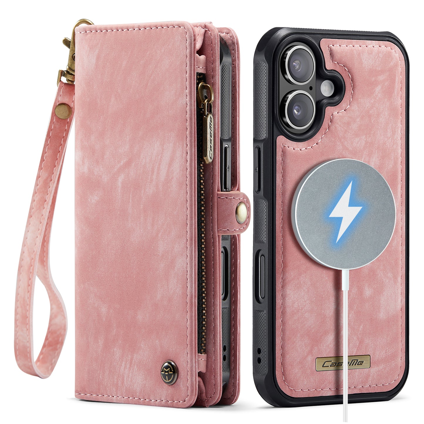 CASEME For iPhone 17 Phone Cases  008 Leather Cover with Detachable Wallet and Strap