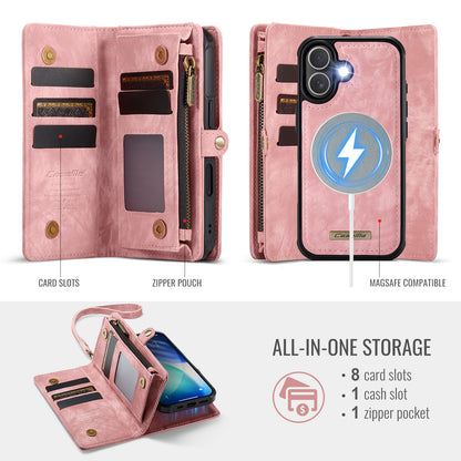 CASEME For iPhone 17 Phone Cases  008 Leather Cover with Detachable Wallet and Strap