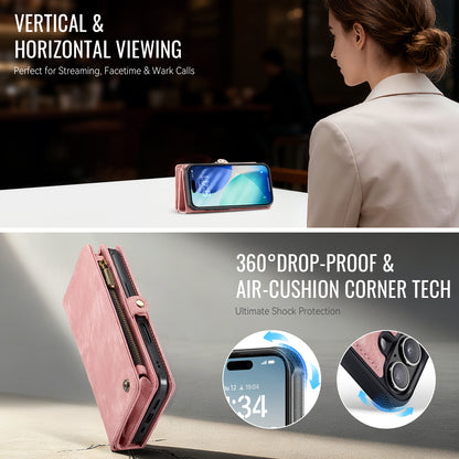 CASEME For iPhone 17 Phone Cases  008 Leather Cover with Detachable Wallet and Strap
