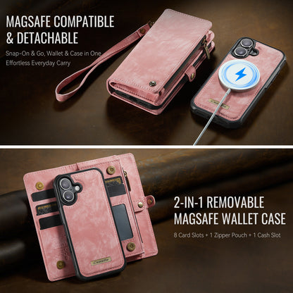 CASEME For iPhone 17 Phone Cases  008 Leather Cover with Detachable Wallet and Strap