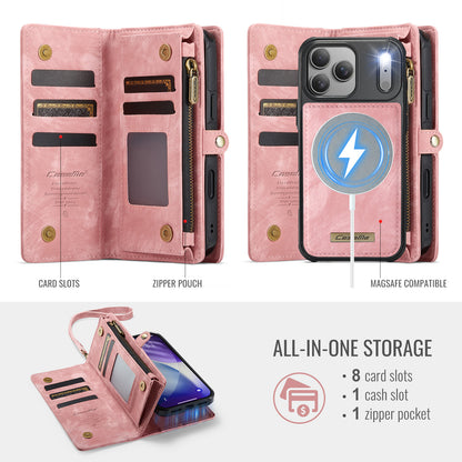 CASEME For iPhone 17 Pro Phone Cases  008 Leather Cover with Detachable Wallet and Strap