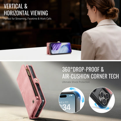 CASEME For iPhone 17 Pro Phone Cases  008 Leather Cover with Detachable Wallet and Strap
