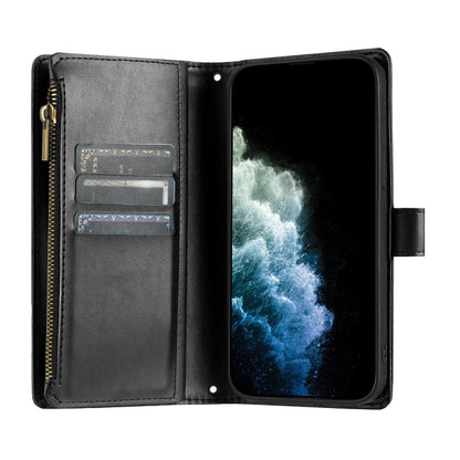 For iPhone 17e / 16e Leather Case Zipper Wallet Stand Shockproof Phone Cover with Wrist Strap