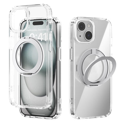 ABEEL Q-LUCK For iPhone 15 Magnetic Case Rotating Kickstand Shockproof TPU + PC Phone Back Cover