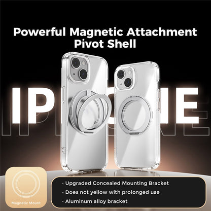 ABEEL Q-LUCK For iPhone 15 Magnetic Case Rotating Kickstand Shockproof TPU + PC Phone Back Cover