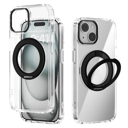 ABEEL Q-LUCK For iPhone 15 Magnetic Case Rotating Kickstand Shockproof TPU + PC Phone Back Cover