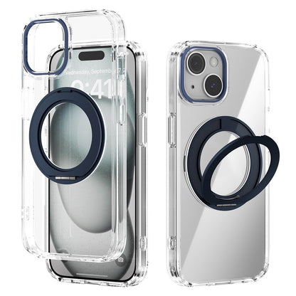 ABEEL Q-LUCK For iPhone 15 Magnetic Case Rotating Kickstand Shockproof TPU + PC Phone Back Cover