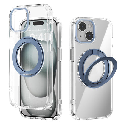 ABEEL Q-LUCK For iPhone 15 Magnetic Case Rotating Kickstand Shockproof TPU + PC Phone Back Cover