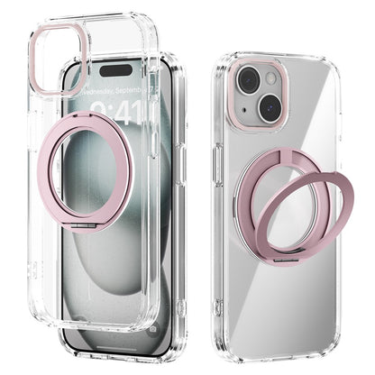 ABEEL Q-LUCK For iPhone 15 Magnetic Case Rotating Kickstand Shockproof TPU + PC Phone Back Cover
