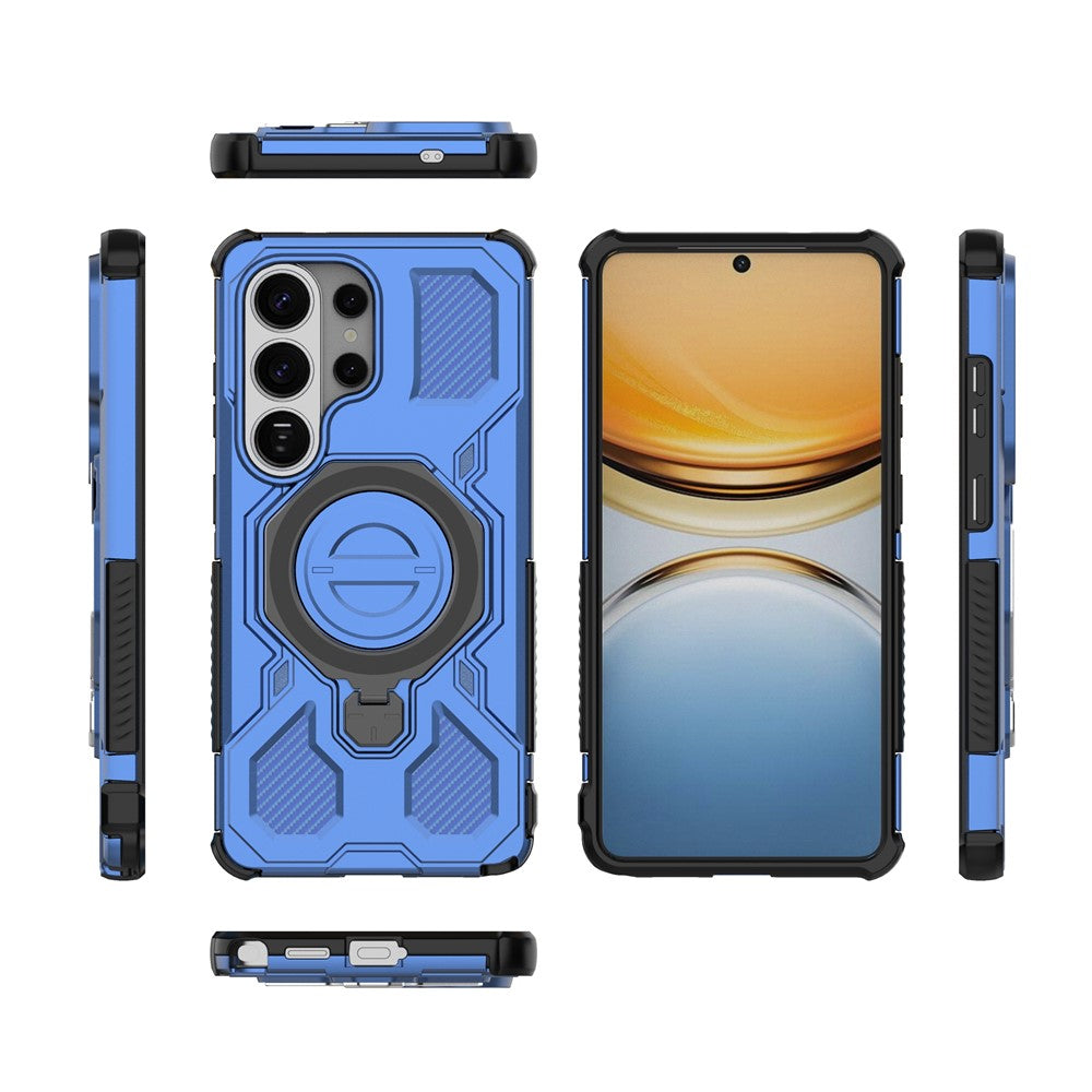 For Samsung Galaxy S26 Ultra Magnetic Case Rotating Metal Kickstand Shockproof PC + TPU Phone Back Cover
