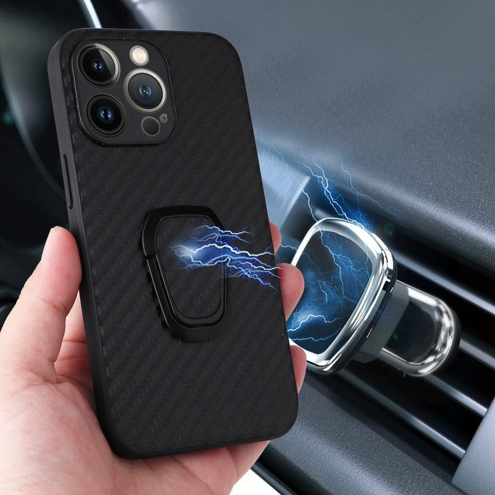 For iPhone 14 Pro Max PU Leather Coated PC+TPU Hybrid Case Kickstand Shockproof Protective Phone Cover