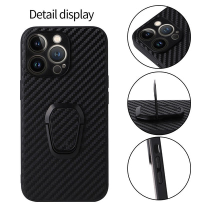 For iPhone 14 Pro Max PU Leather Coated PC+TPU Hybrid Case Kickstand Shockproof Protective Phone Cover