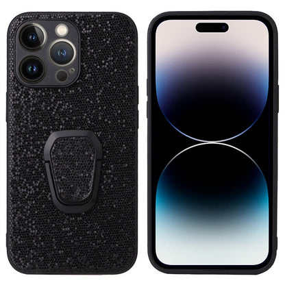 For iPhone 14 Pro Max PU Leather Coated PC+TPU Hybrid Case Kickstand Shockproof Protective Phone Cover