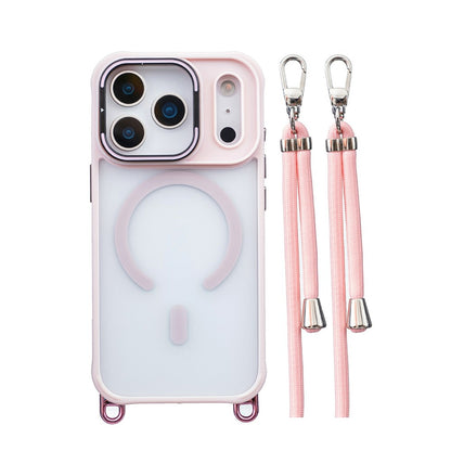 For iPhone 17 Pro Case Compatible with MagSafe PC TPU Phone Cover with Adjustable Lanyard / Camera Frame Kickstand