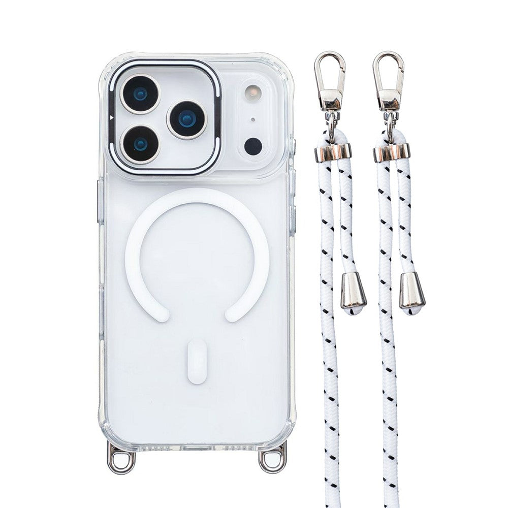 For iPhone 17 Pro Case Compatible with MagSafe PC TPU Phone Cover with Adjustable Lanyard / Camera Frame Kickstand