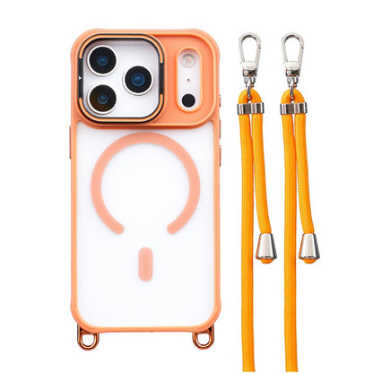 For iPhone 17 Pro Max Case Compatible with MagSafe PC TPU Phone Cover with Adjustable Lanyard / Camera Frame Kickstand