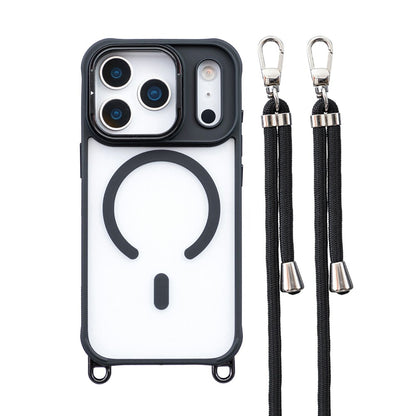 For iPhone 17 Pro Max Case Compatible with MagSafe PC TPU Phone Cover with Adjustable Lanyard / Camera Frame Kickstand