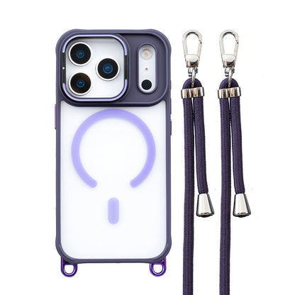 For iPhone 17 Pro Max Case Compatible with MagSafe PC TPU Phone Cover with Adjustable Lanyard / Camera Frame Kickstand