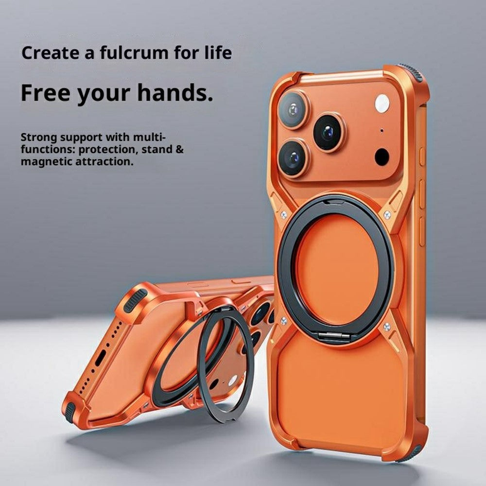 For iPhone 17 Pro Max Case Kickstand Frameless Aluminum Alloy Bumper Phone Cover
