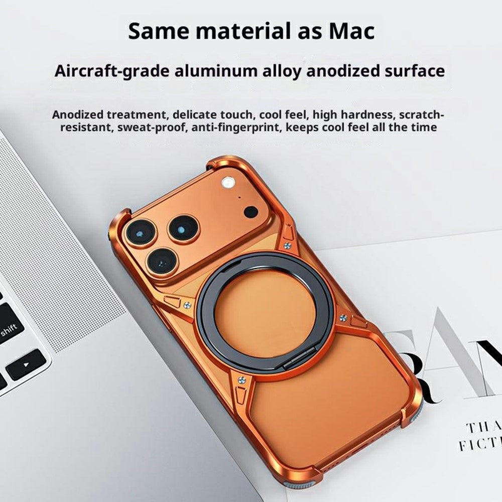 For iPhone 17 Pro Max Case Kickstand Frameless Aluminum Alloy Bumper Phone Cover