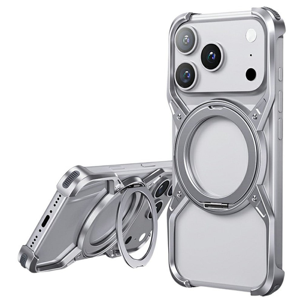 For iPhone 17 Pro Max Case Kickstand Frameless Aluminum Alloy Bumper Phone Cover