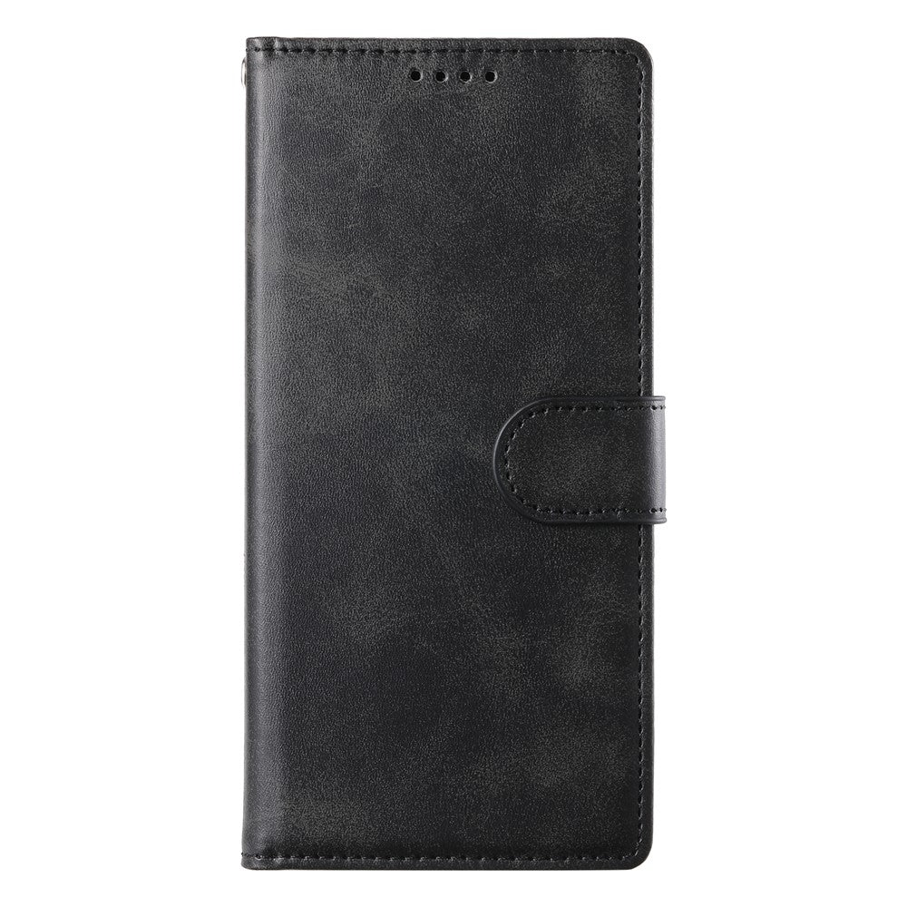 For iPhone 16 Pro Max Case Stand Wallet Calf Texture PU Leather Flip Phone Cover with Wrist Strap