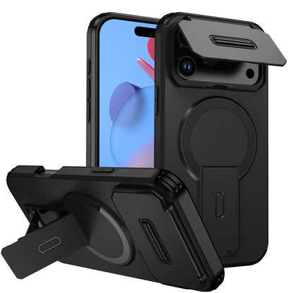 For iPhone 17 Pro Case Kickstand Camera Slider PC + TPU Phone Cover Compatible with MagSafe