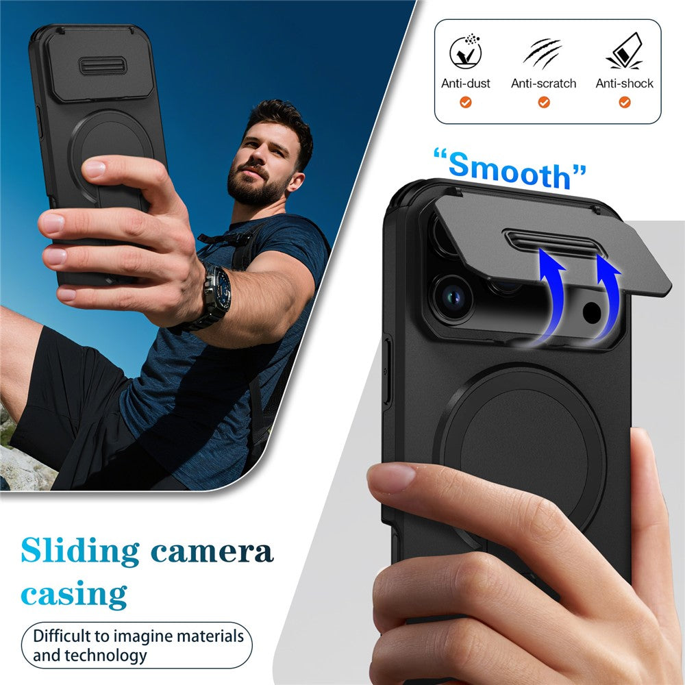 For iPhone 17 Pro Case Kickstand Camera Slider PC + TPU Phone Cover Compatible with MagSafe