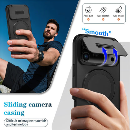 For iPhone 17 Pro Case Kickstand Camera Slider PC + TPU Phone Cover Compatible with MagSafe