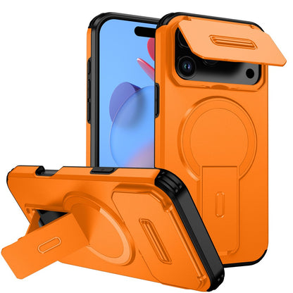 For iPhone 17 Pro Case Kickstand Camera Slider PC + TPU Phone Cover Compatible with MagSafe