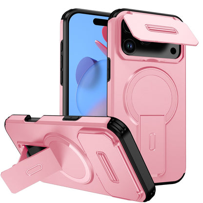 For iPhone 17 Pro Case Kickstand Camera Slider PC + TPU Phone Cover Compatible with MagSafe