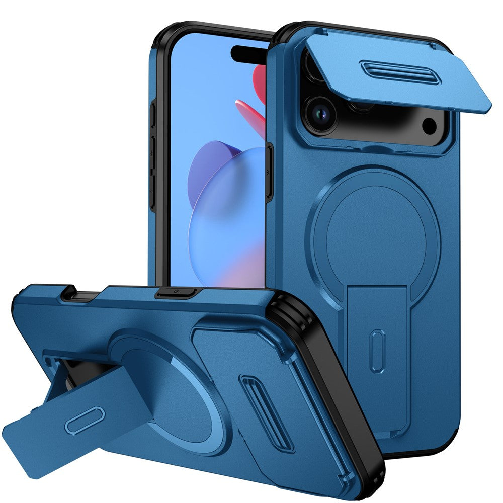 For iPhone 17 Pro Case Kickstand Camera Slider PC + TPU Phone Cover Compatible with MagSafe