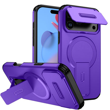 For iPhone 17 Pro Case Kickstand Camera Slider PC + TPU Phone Cover Compatible with MagSafe
