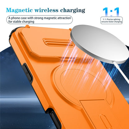 For iPhone 17 Pro Max Case Kickstand Camera Slider PC + TPU Phone Cover Compatible with MagSafe
