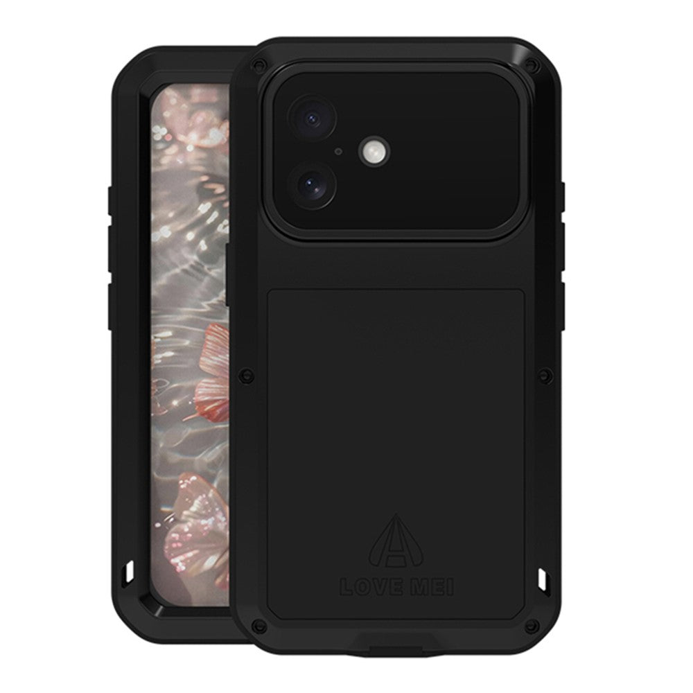LOVE MEI For iPhone 17 Case Tempered Glass Screen Protector Metal + Silicone Phone Cover