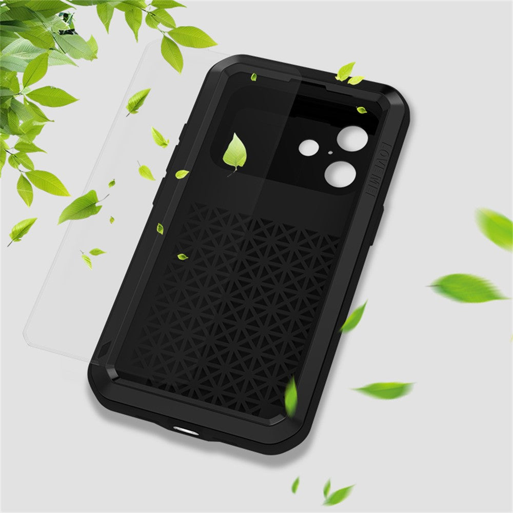LOVE MEI For iPhone 17 Case Tempered Glass Screen Protector Metal + Silicone Phone Cover