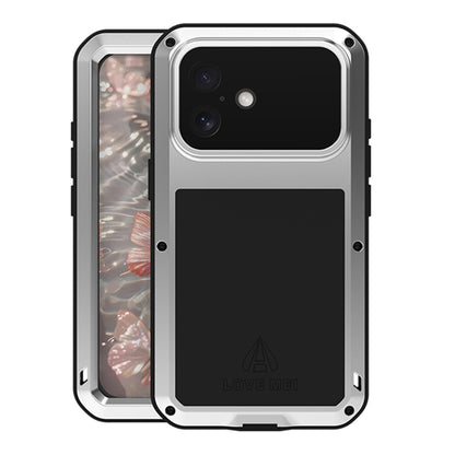 LOVE MEI For iPhone 17 Case Tempered Glass Screen Protector Metal + Silicone Phone Cover