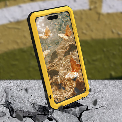 LOVE MEI For iPhone 17 Pro Max Case Tempered Glass Screen Protector Metal + Silicone Phone Cover