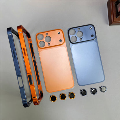For iPhone 16 Pro Max Metal Case Transfer to 17 Pro Max Phone Cover with Camera Lens Protector