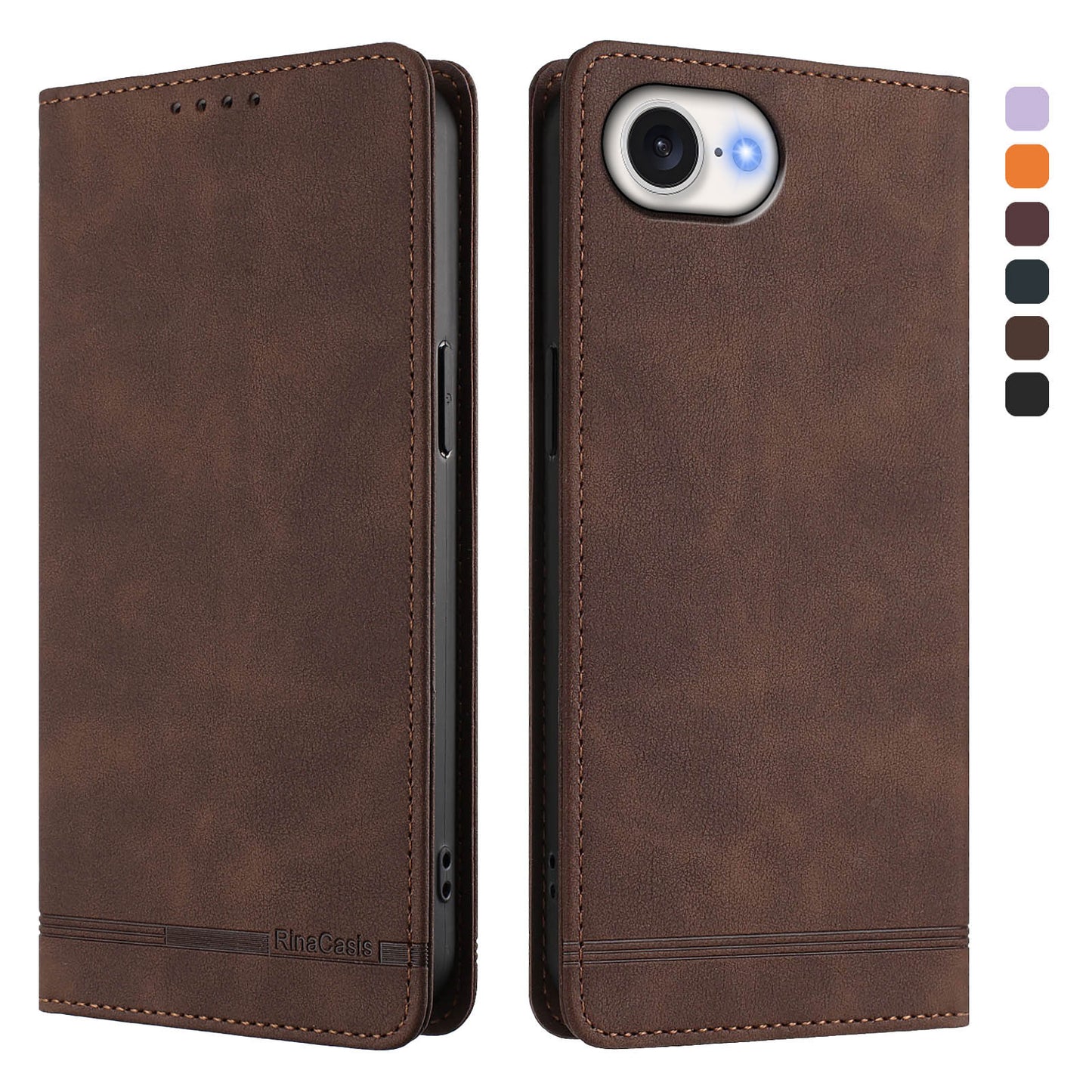 For iPhone 17e / 16e Case RINACASIS RC23 RFID Blocking Wallet Stand PU Leather Phone Cover