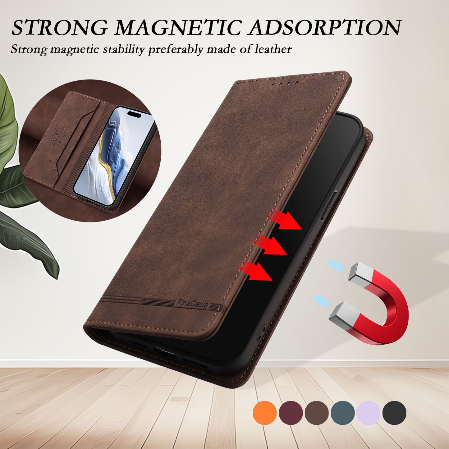 For iPhone 17e / 16e Case RINACASIS RC23 RFID Blocking Wallet Stand PU Leather Phone Cover