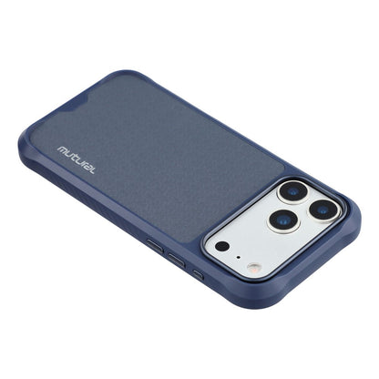 MUTURAL For iPhone 17 Pro Magnetic Case Leather Coated TPU + PC Phone Cover with Metal Camera Frame