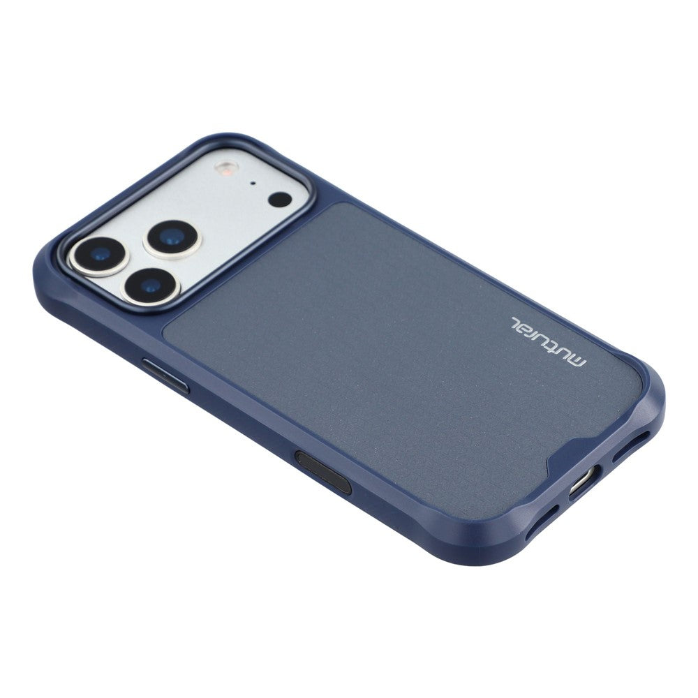 MUTURAL For iPhone 17 Pro Magnetic Case Leather Coated TPU + PC Phone Cover with Metal Camera Frame