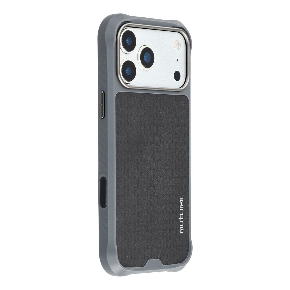 MUTURAL For iPhone 17 Pro Magnetic Case Leather Coated TPU + PC Phone Cover with Metal Camera Frame