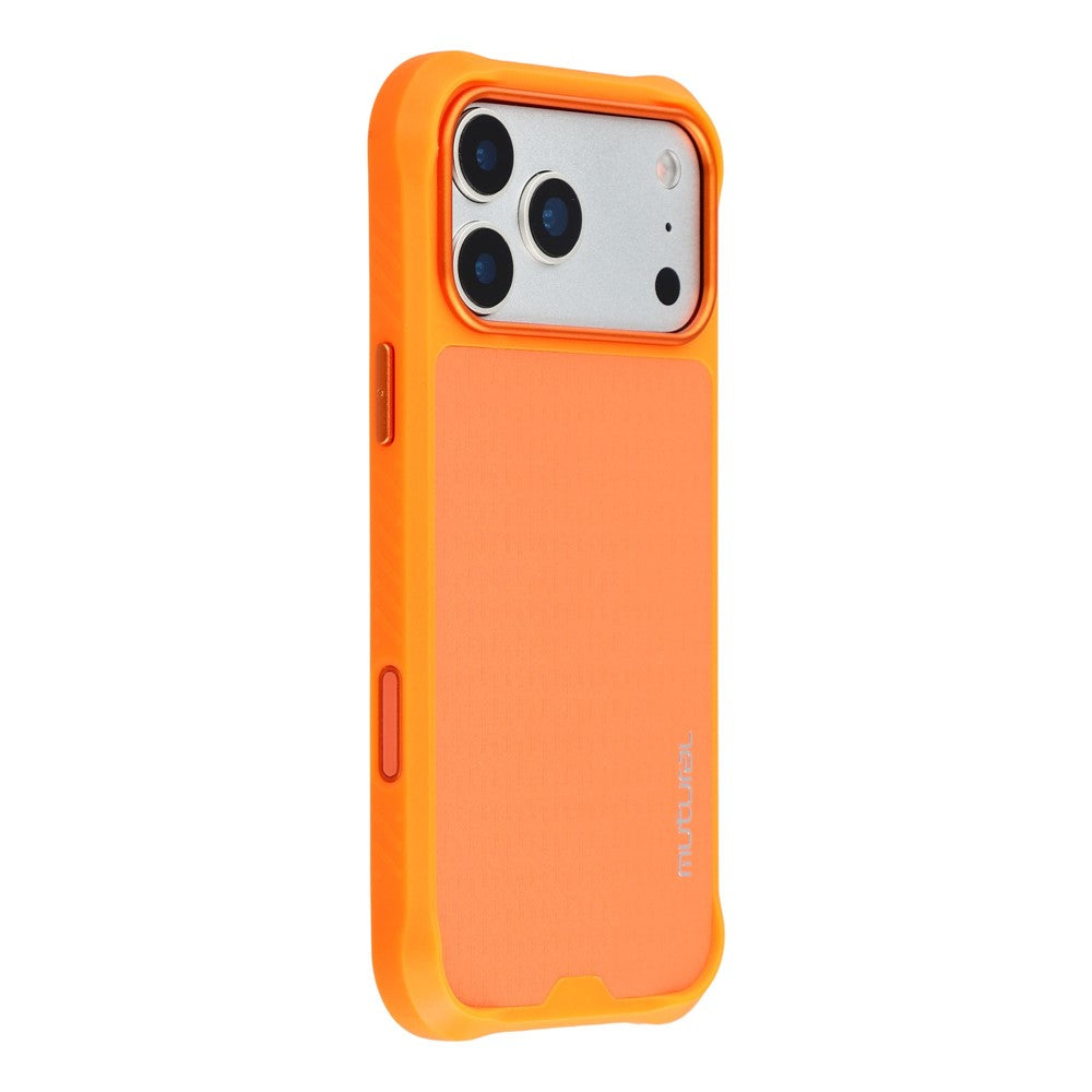 MUTURAL For iPhone 17 Pro Magnetic Case Leather Coated TPU + PC Phone Cover with Metal Camera Frame