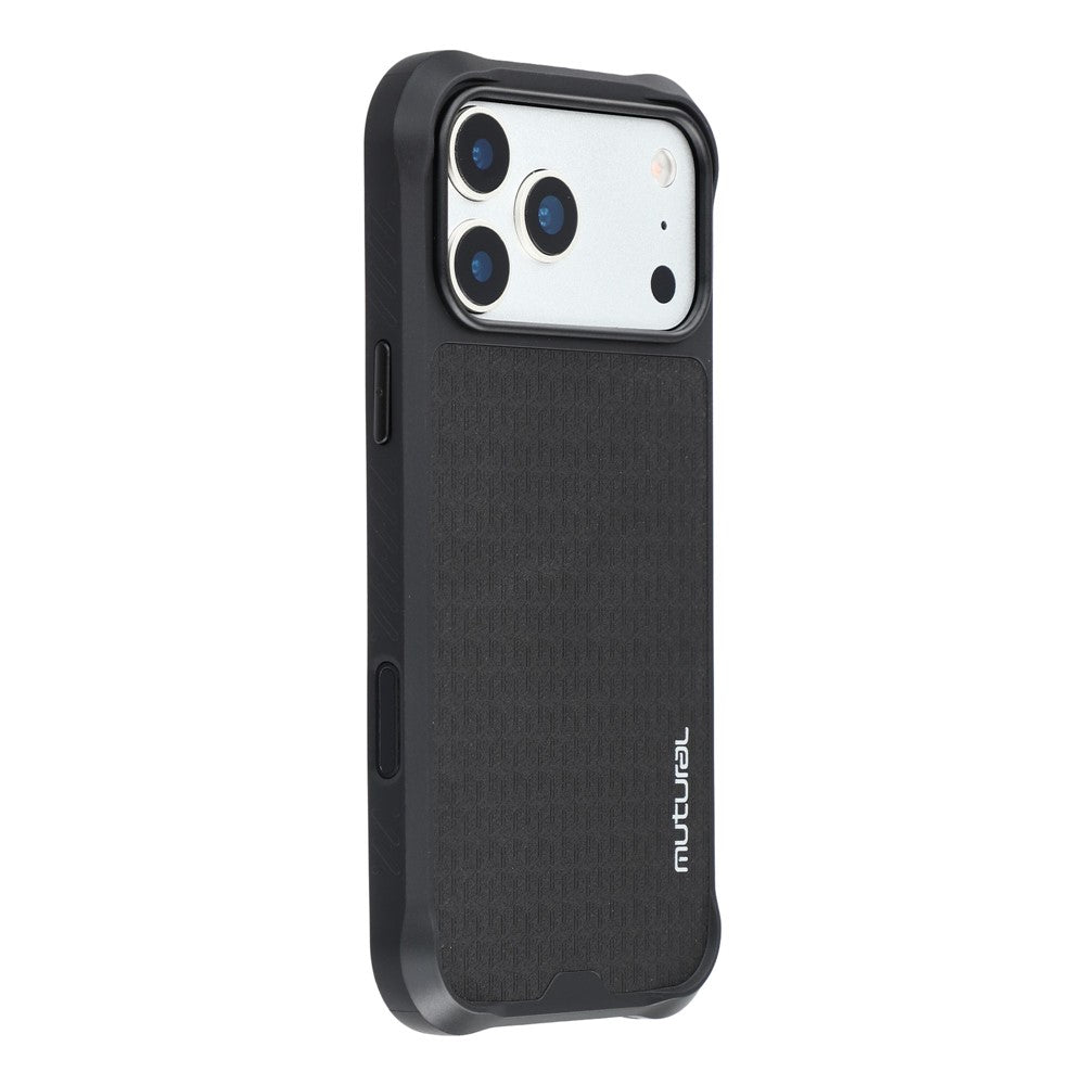 MUTURAL For iPhone 17 Pro Magnetic Case Leather Coated TPU + PC Phone Cover with Metal Camera Frame