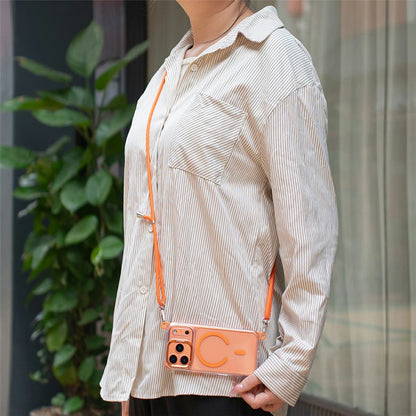 For iPhone 17 Pro Clear Case Compatible with MagSafe Shockproof PC+TPU Phone Cover with Long Lanyard