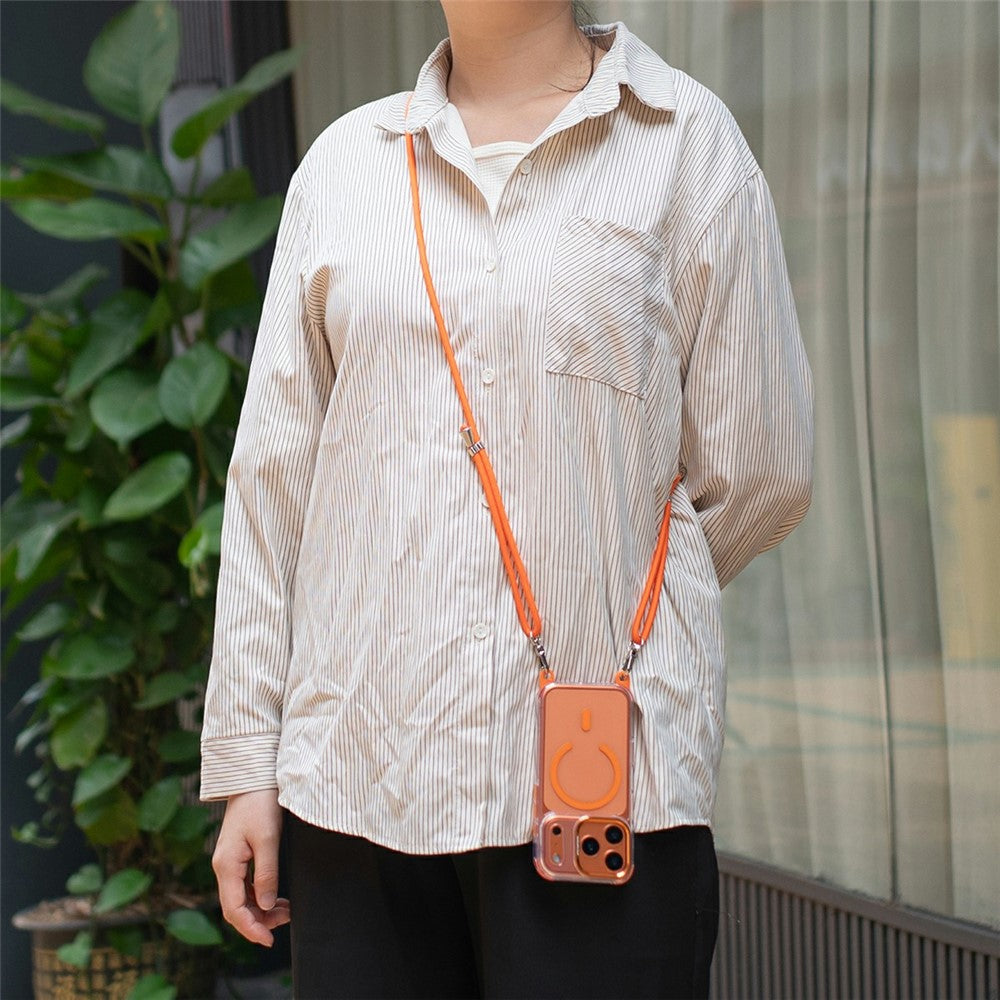 For iPhone 17 Pro Clear Case Compatible with MagSafe Shockproof PC+TPU Phone Cover with Long Lanyard